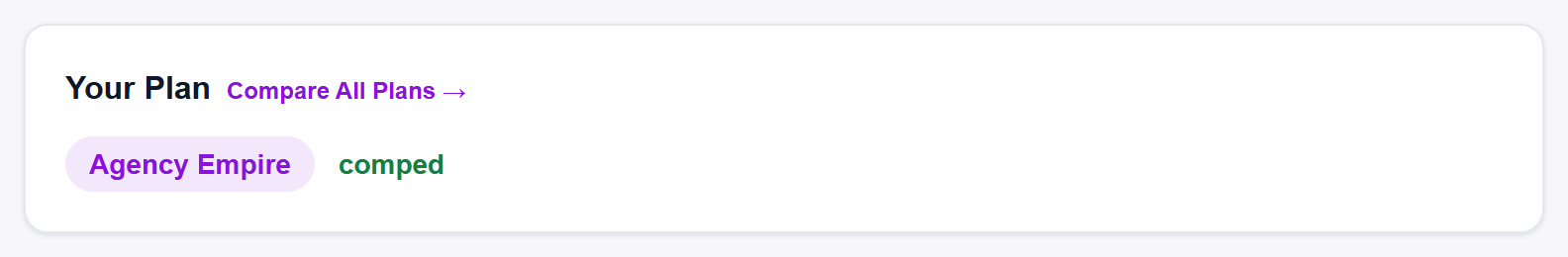 The Your Plan card at the top of Settings.
